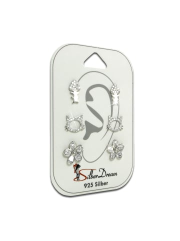 SilberDream Ohrringe Silber 925 Sterling Silber Blume, Katzenkopf, Fischgräte Ohrstecker