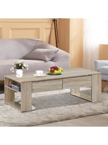 COSTWAY Couchtisch 120x60x40cm in Braun