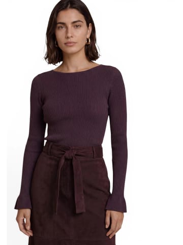 Zero  Feinstrickpullover mit Rüschen in Chocolate Plum