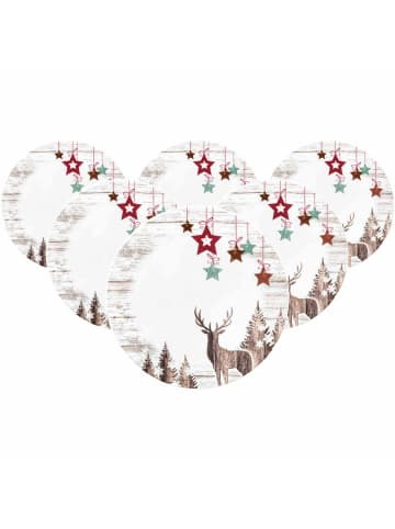 Seltmann Weiden 6er Set Speiseteller Life Christmas in ø 28,3 cm in weiß-braun