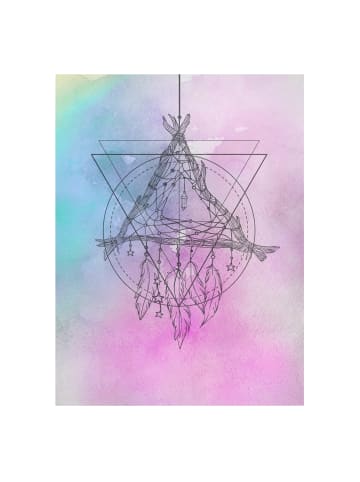 WALLART Leinwandbild - Boho Traumfänger Aquarell in Violett