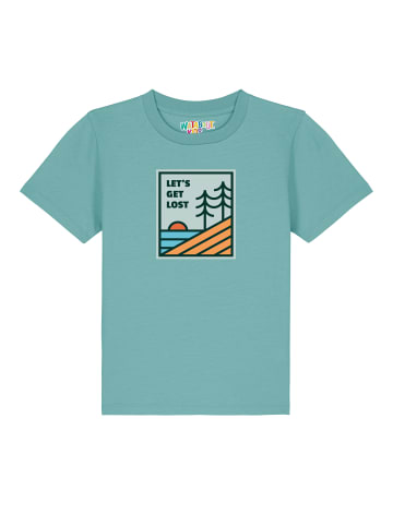 wat? Apparel T-Shirt Let's Get Lost in Teal Monstera