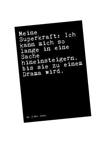 Mr. & Mrs. Panda Postkarte Meine Superkraft: Ich kann... mit Spruch in Schwarz
