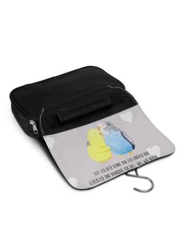 Mr. & Mrs. Panda Beauty Case Wellensittich Liebe mit Spruch in Grau Pastell