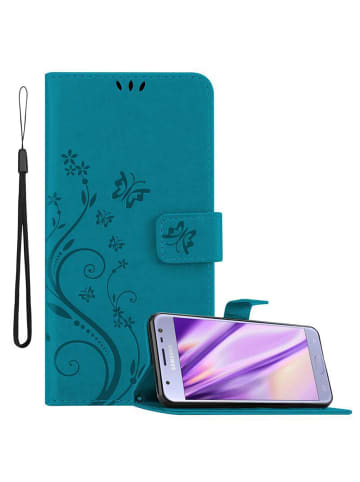 cadorabo Hülle für Samsung Galaxy J3 2017 Blumen Design in FLORAL BLAU