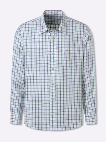 WITT WEIDEN Langarm-Hemd in marine-reseda-kariert
