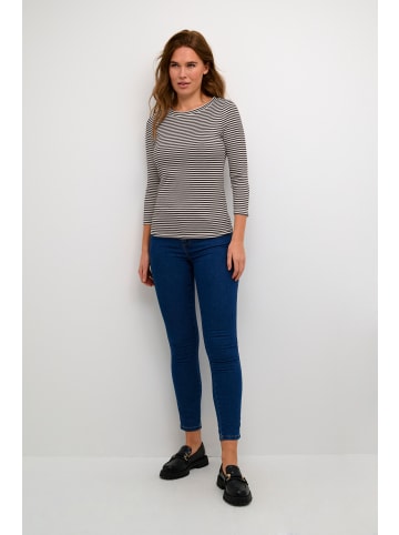 Kaffe Langarm-Shirt KAmille in Black/White Stripe