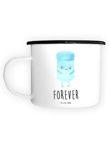 Mr. & Mrs. Panda Emaille Tasse Beste Freunde Salz mit Spruch in Weiß