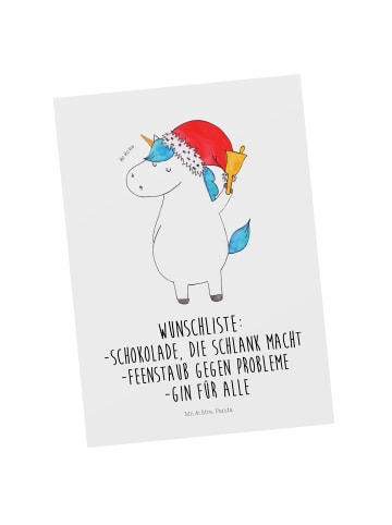 Mr. & Mrs. Panda Grußkarte Einhorn Weihnachtsmann mit Spruch in Weiß