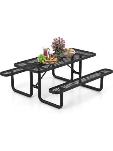 COSTWAY Bierzeltgarnitur 184 cm in Schwarz
