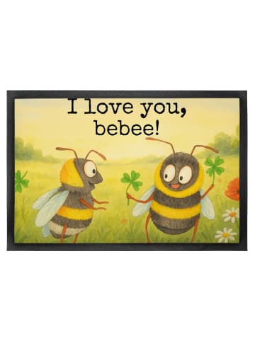 Mr. & Mrs. Panda Schmutzfangmatte Bienen Paar Design mit Spruch in Weiß