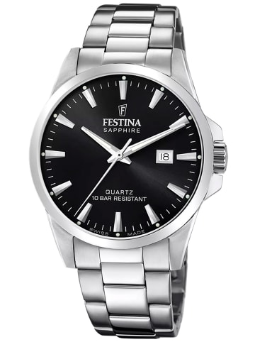 Festina Herrenuhr Stahl/Schwarz mit Saphirglas