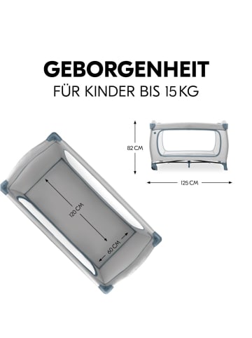 Hauck Reisebett Sleep N Play Go Plus (mit Rollen und seitlichem in grau