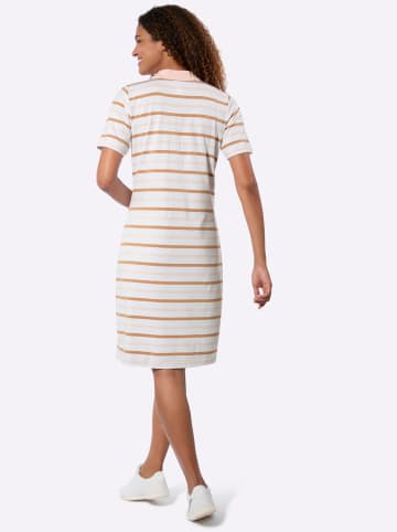 WITT WEIDEN Polokleid in hellrosé-camel-geringelt