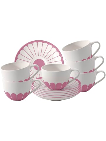Villeroy & Boch 6er Set Kaffeetassen mit Untertassen Fleur Couleur 160 ml in Cassis