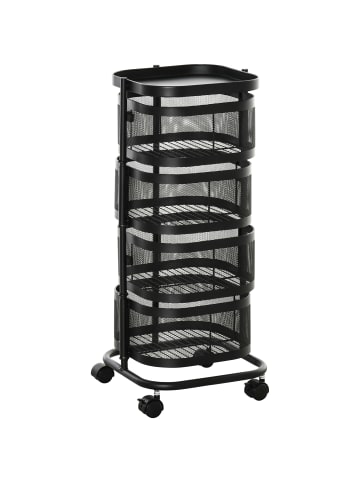 HOMCOM Servierwagen in Schwarz 33L x 33B x 77H cm