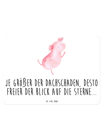Mr. & Mrs. Panda Blechschild Axolotl Tanzen mit Spruch in Weiß