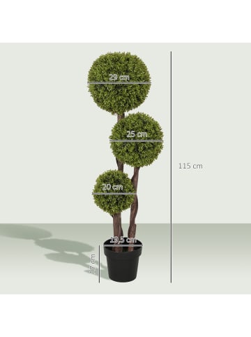 HOMCOM Kunstpflanze-19,5L x 19,5B x 115H cm-Grün