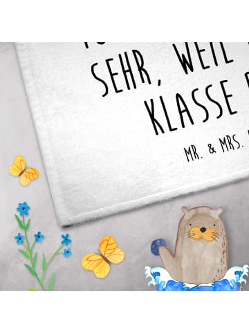 Mr. & Mrs. Panda Gästehandtuch Flamingo Stolz mit Spruch in Weiß
