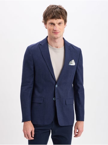 Nils Sundström Sakko mit Leinenanteil in marine