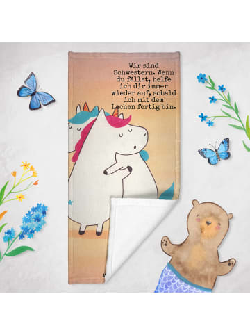 Mr. & Mrs. Panda Sport Handtuch Einhörner Umarmen Design mit Spruch in Weiß