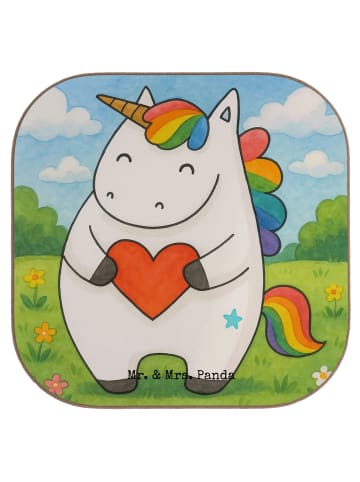 Mr. & Mrs. Panda Tischuntersetzer Einhorn Herz Design ohne Spruch in Weiß
