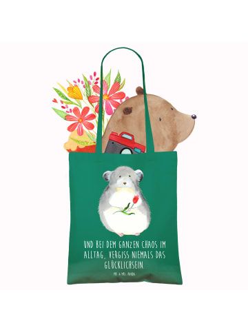 Mr. & Mrs. Panda Jutebeutel Chinchilla Blume mit Spruch in Mint