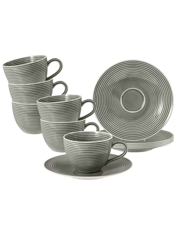 Seltmann Weiden 6er Set Kaffeetassen mit Untertassen Beat Color Glaze 260 ml in Perlgrau