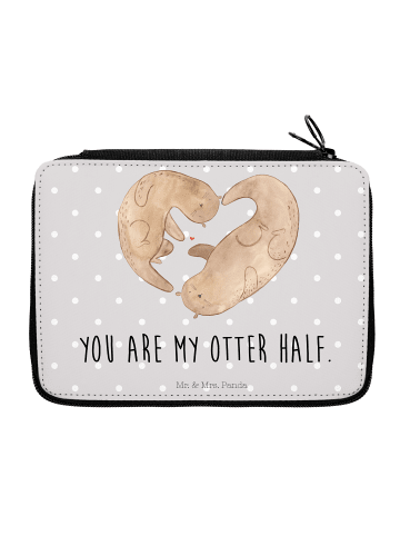 Mr. & Mrs. Panda Etui Otter Herz mit Spruch in Grau Pastell