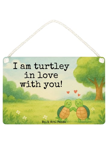 Mr. & Mrs. Panda Deko Schild Schildkröten Paar Design mit Spruch in Weiß
