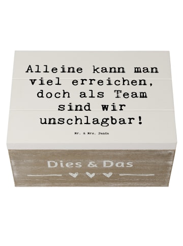 Mr. & Mrs. Panda Holzkiste mit Deckel Spruch Im Team zuMenschmenarb... in Weiß