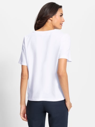 WITT WEIDEN Kurzarmshirt in weiß-rotbraun-bedruckt