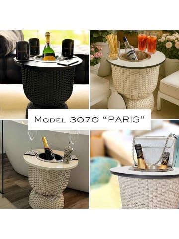COOTAB Cooler Table Beistelltisch mit Acryl-Kühler Paris 43 cm in Champagner/Schwarz