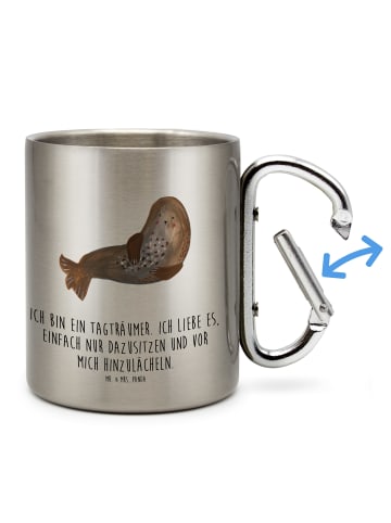 Mr. & Mrs. Panda Tasse Robbe Lachen mit Spruch in Silber