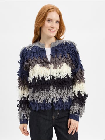 Rich & Royal Strickjacke in blau grau - 0001