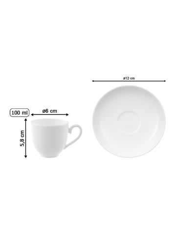 Villeroy & Boch Mokka-/ Espressotasse mit Untertasse Royal in Weiß 100 ml in weiß