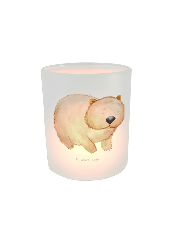 Mr. & Mrs. Panda Glas Teelichthalter Wombat ohne Spruch in Transparent