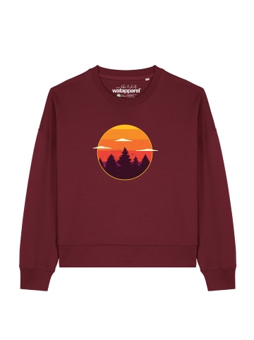 wat? Apparel Sweatshirt Sunset forest in Weinrot