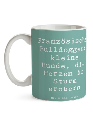 Mr. & Mrs. Panda Becher Spruch Französische Bulldogge mit Spruch in Meeresbrise