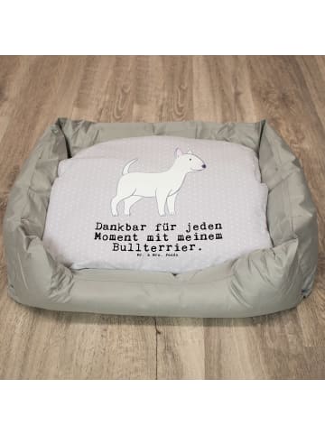 Mr. & Mrs. Panda Hundebett Bullterrier Moment mit Spruch in Grau Pastell