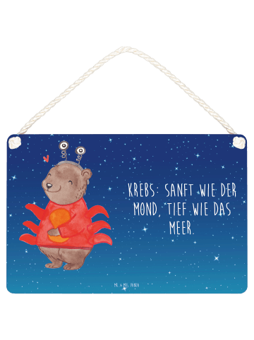 Mr. & Mrs. Panda Schild Krebs Astrologie mit Spruch in Sternenhimmel Blau