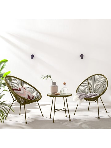 home24 Sitzgruppe Copacabana 3-teilig in Olivgrün