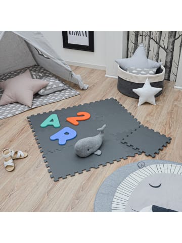 LittleTom 9 Teile Puzzlematte Kinder Spielmatte ab 0 Jahren 30x30x1cm in Grau