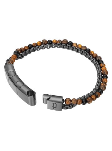 Police Herrenarmband Edelstahl mit Tigerauge Double Impact Mehrfarbig