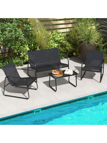 COSTWAY 4 tlg. Gartenmöbel Set in Schwarz