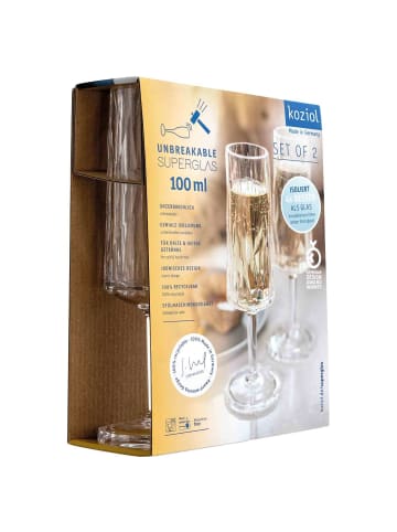 koziol 2er Set Sektglas Superglas Club No. 14 100 ml in transparent