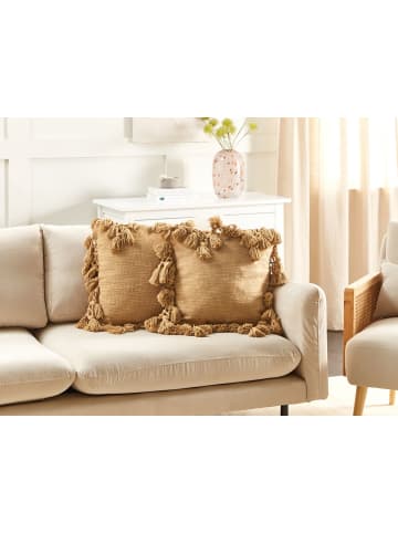 Beliani 2er-Set Dekokissen OLEARIA in Beige
