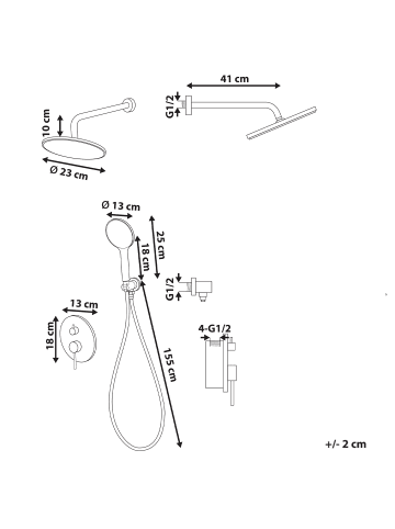 Beliani Wannenarmaturen PUELO in Silber - (W) 23 x (H) 180 x (L) 41 cm