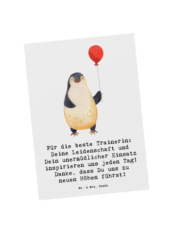 Mr. & Mrs. Panda Postkarte Turnen Trainerin mit Spruch in Weiß