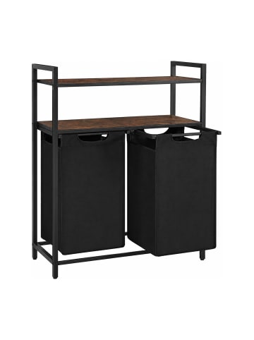relaxdays Wäschekorb in Braun/ Schwarz - (B)73 x (H)93 x (T)33 cm